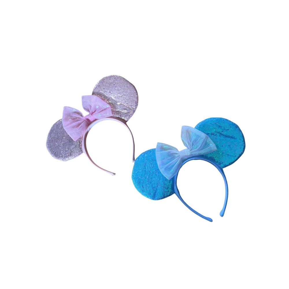 Disney Minnie Mouse pink and blue sparkly headbands